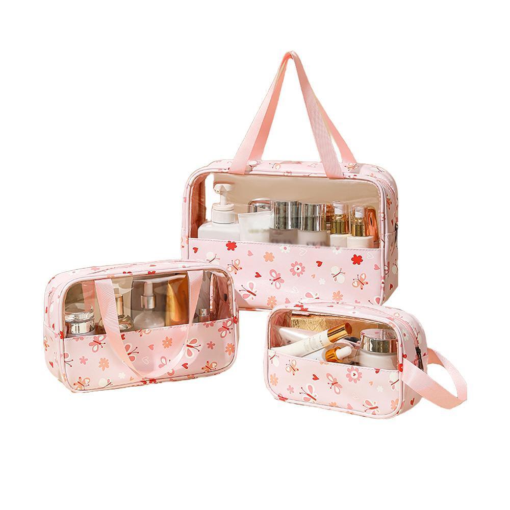 3 Pcs Printed PVC Makeup Bags Four Colours | StorageOZ