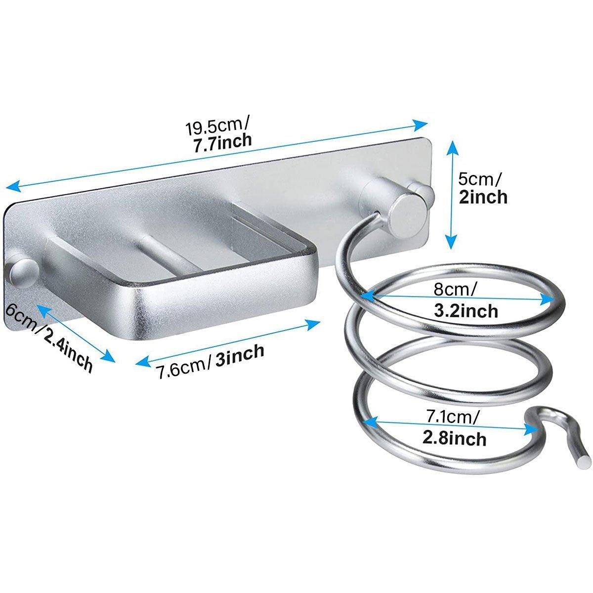 Silver Aluminium Wall Hair Dryer Holder Rack | StorageOZ
