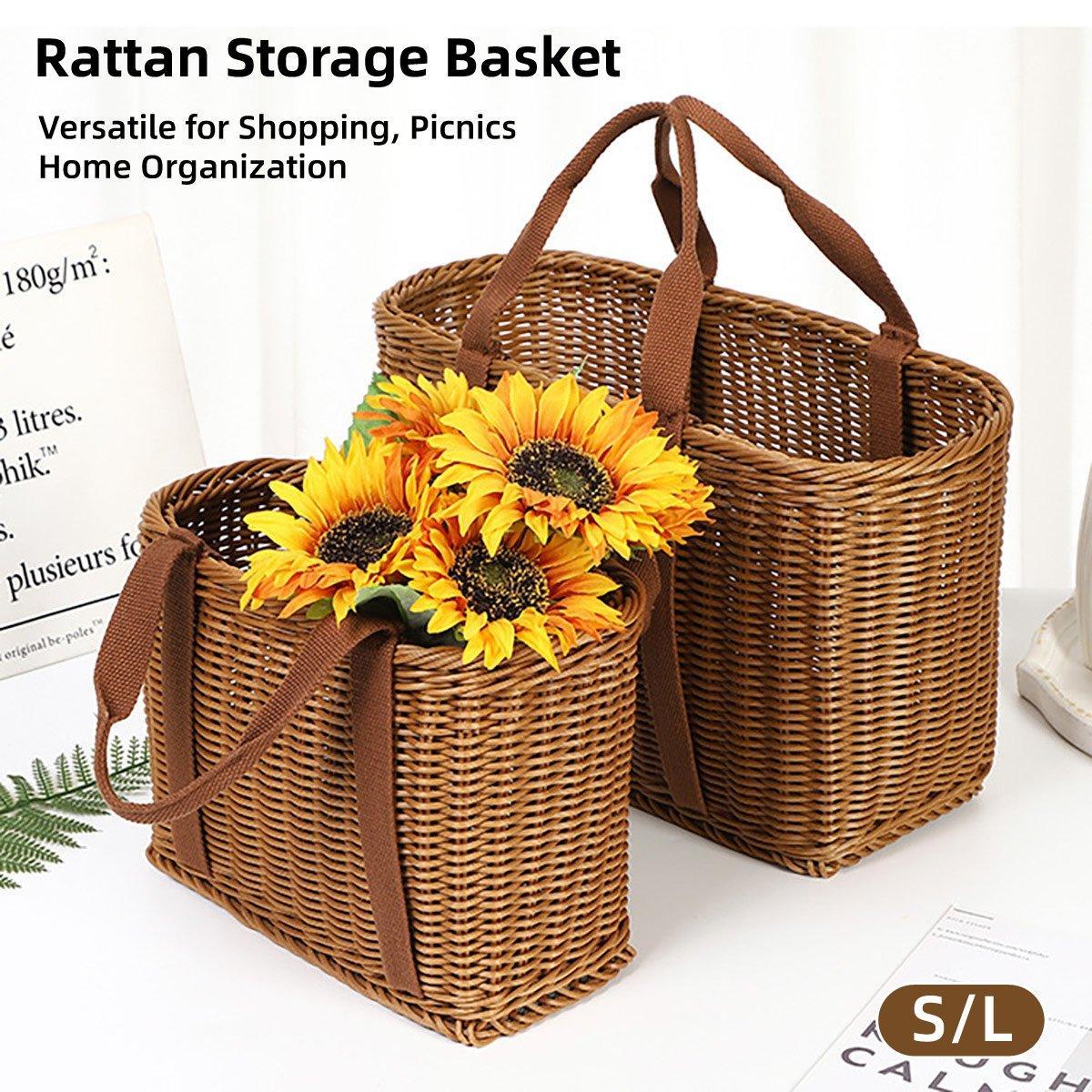 Rattan Style Woven Storage Basket Two Sizes | StorageOZ
