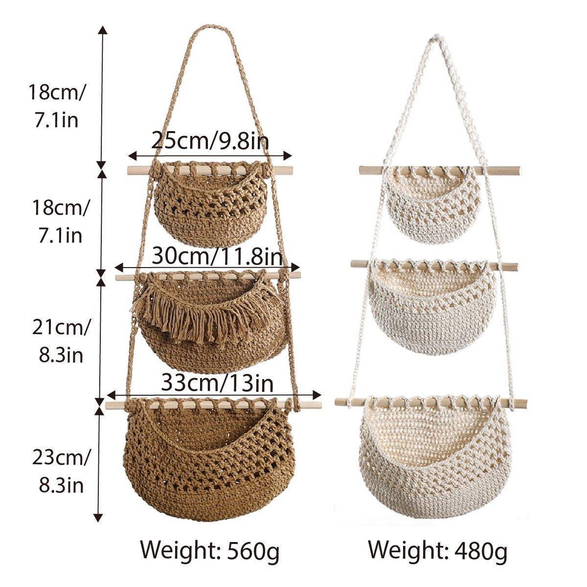 3 Layer Cotton Rope Wall Basket Two Colours | StorageOZ