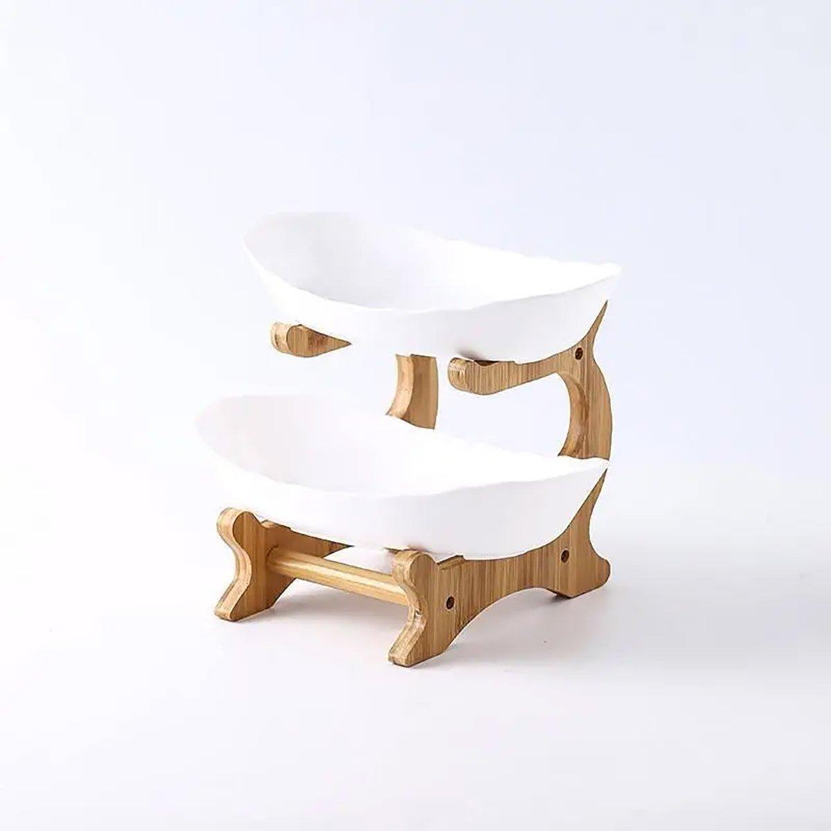 2 Tier Bamboo Fruit Tray in Three Colours | StorageOZ