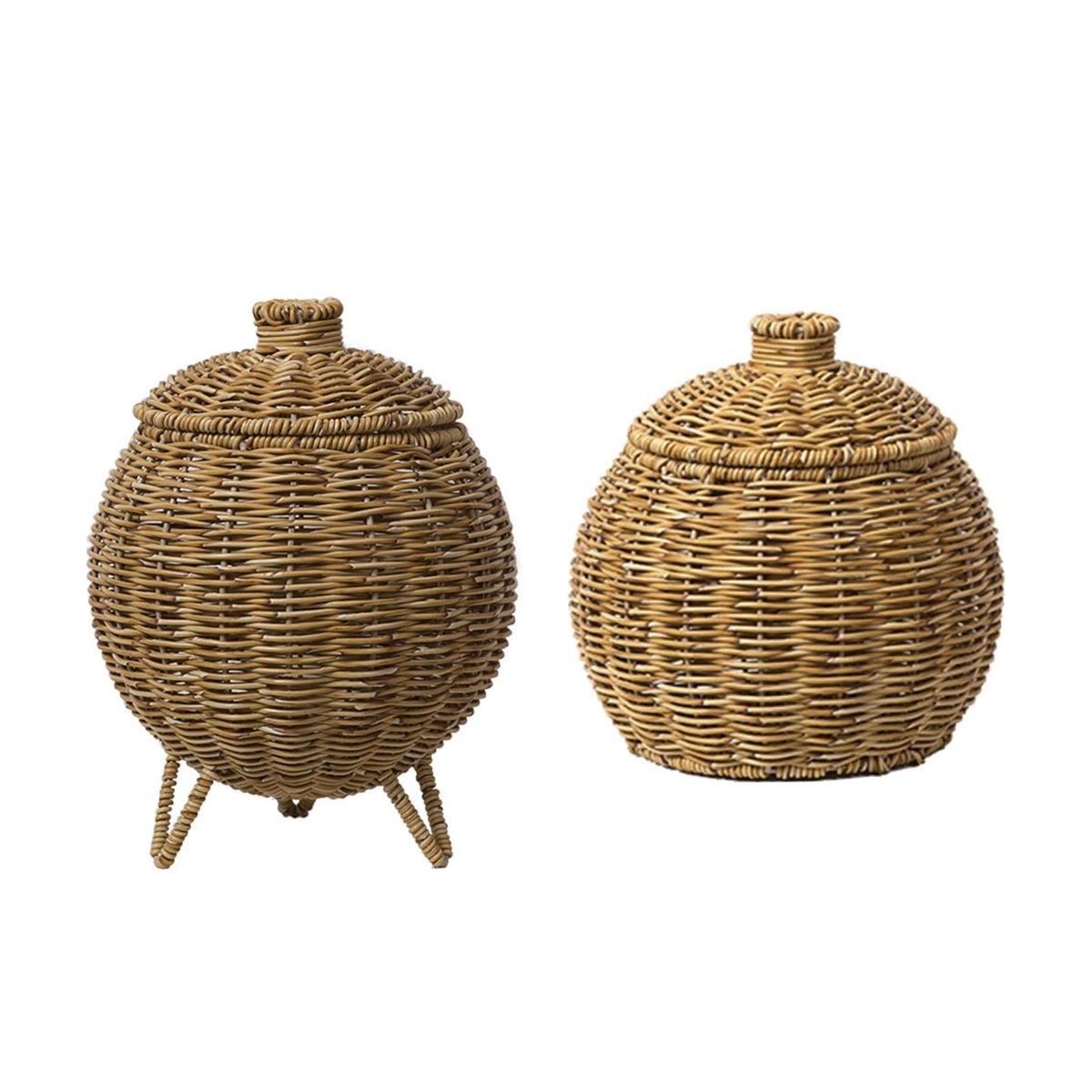 Lidded Rattan Style Basket With or Without Legs | StorageOZ