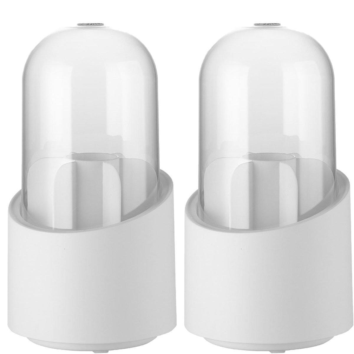 2 Pcs Rotating Makeup Brush Box with Cover | StorageOZ