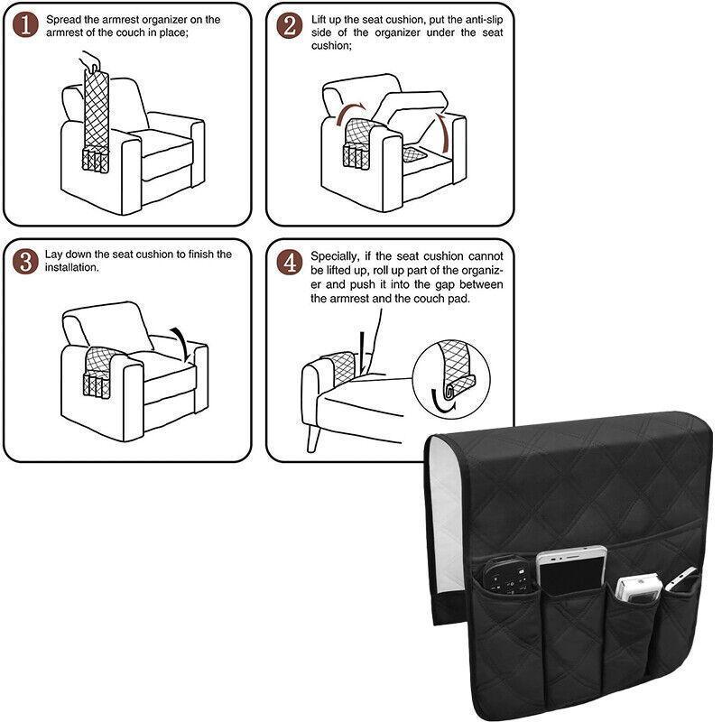 5 Pocket Sofa Armrest Caddy Four Colours | StorageOZ