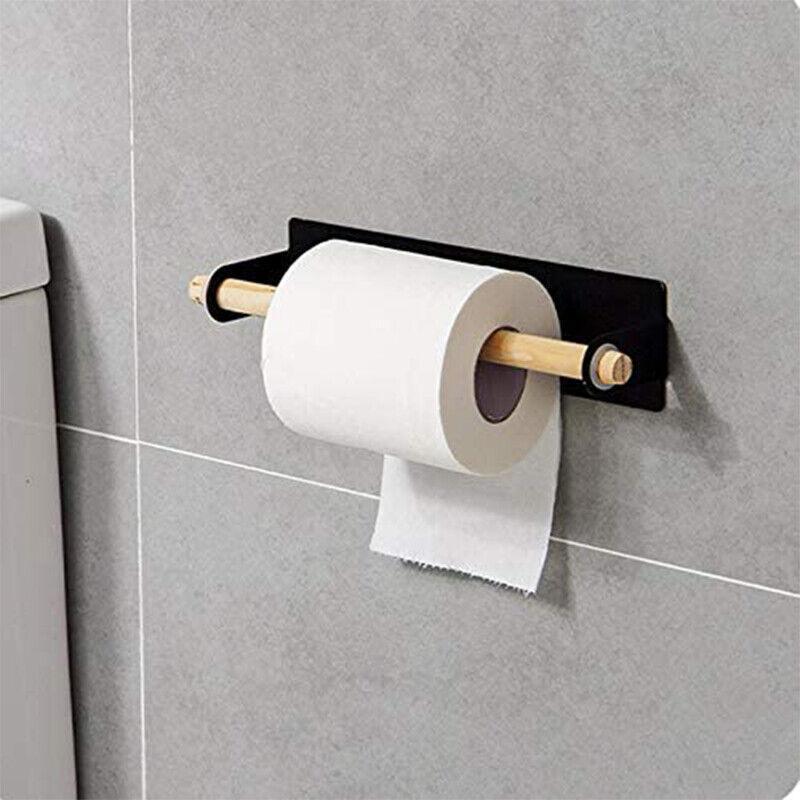 No Drill Black Towel and Roll Holder Rack | StorageOZ