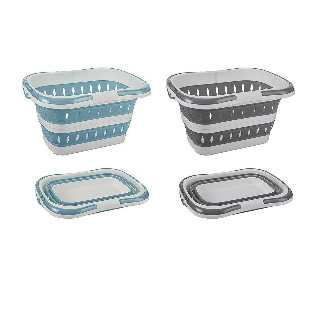 Folding Plastic Laundry Basket Two Colours | StorageOZ