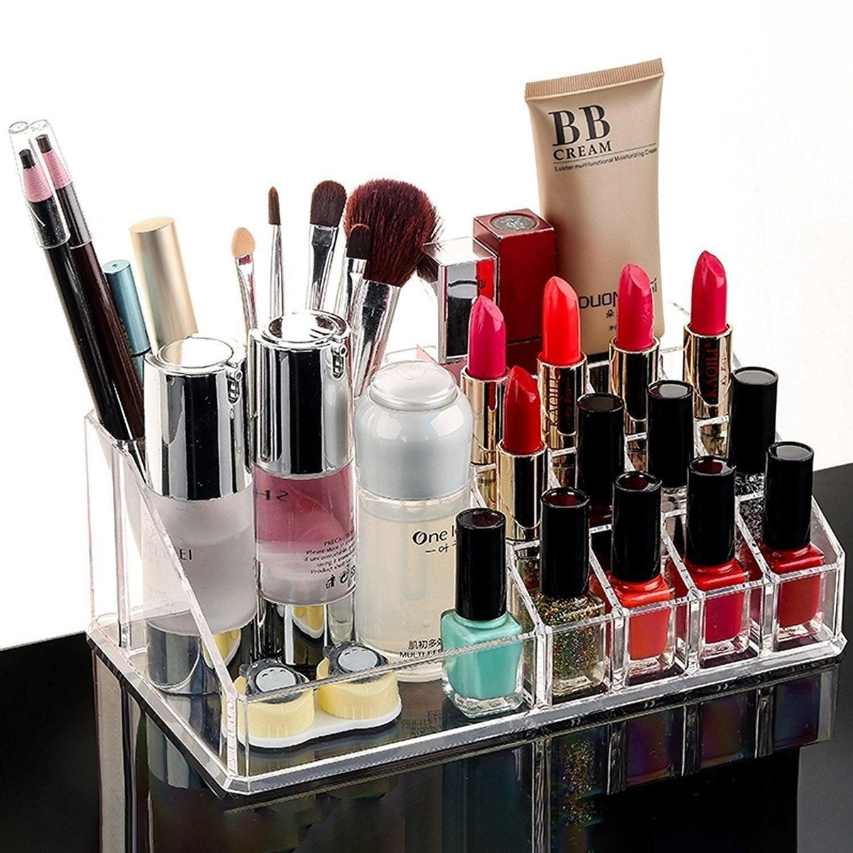 Clear Multi Grid Desktop Storage Box Organiser | StorageOZ