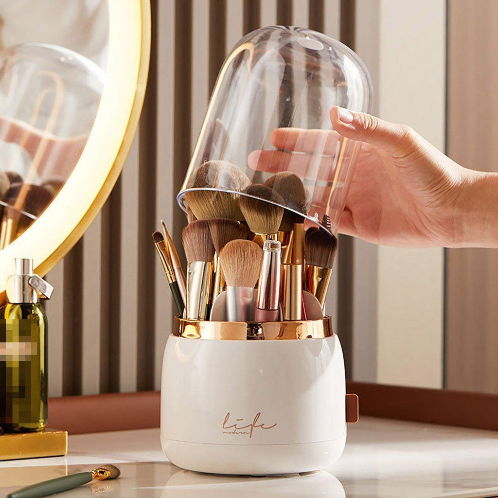 Makeup Brush Holder with a Clear Dome Lid | StorageOZ