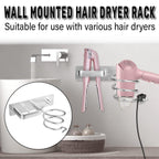 Silver Aluminium Wall Hair Dryer Holder Rack | StorageOZ