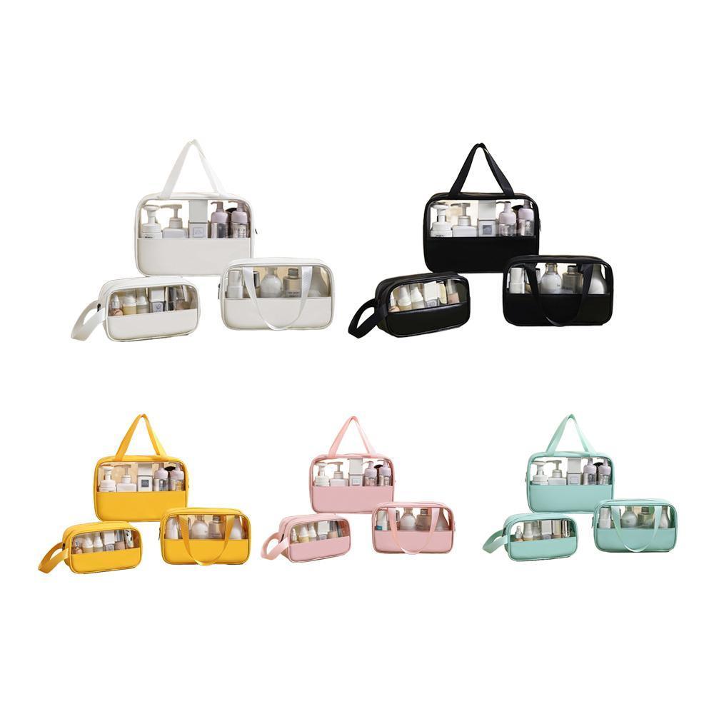 3 Pcs Clear PVC Makeup Bags in Five Colours | StorageOZ