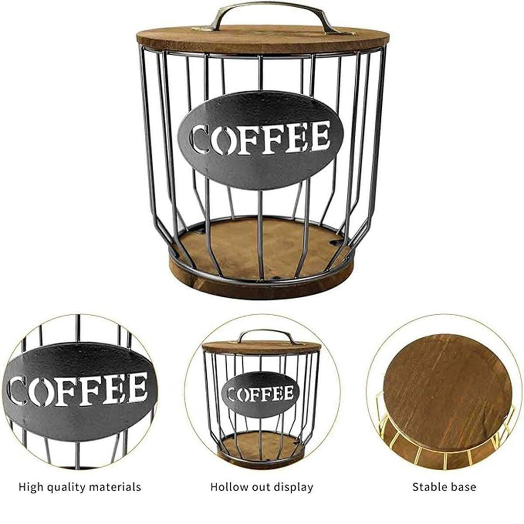 Iron Wood Coffee Capsule Basket Two Colours | StorageOZ