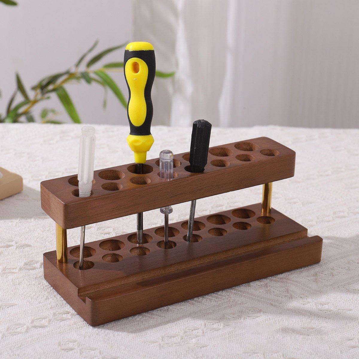 Wooden Desktop Organiser in Two Wood Tones | StorageOZ