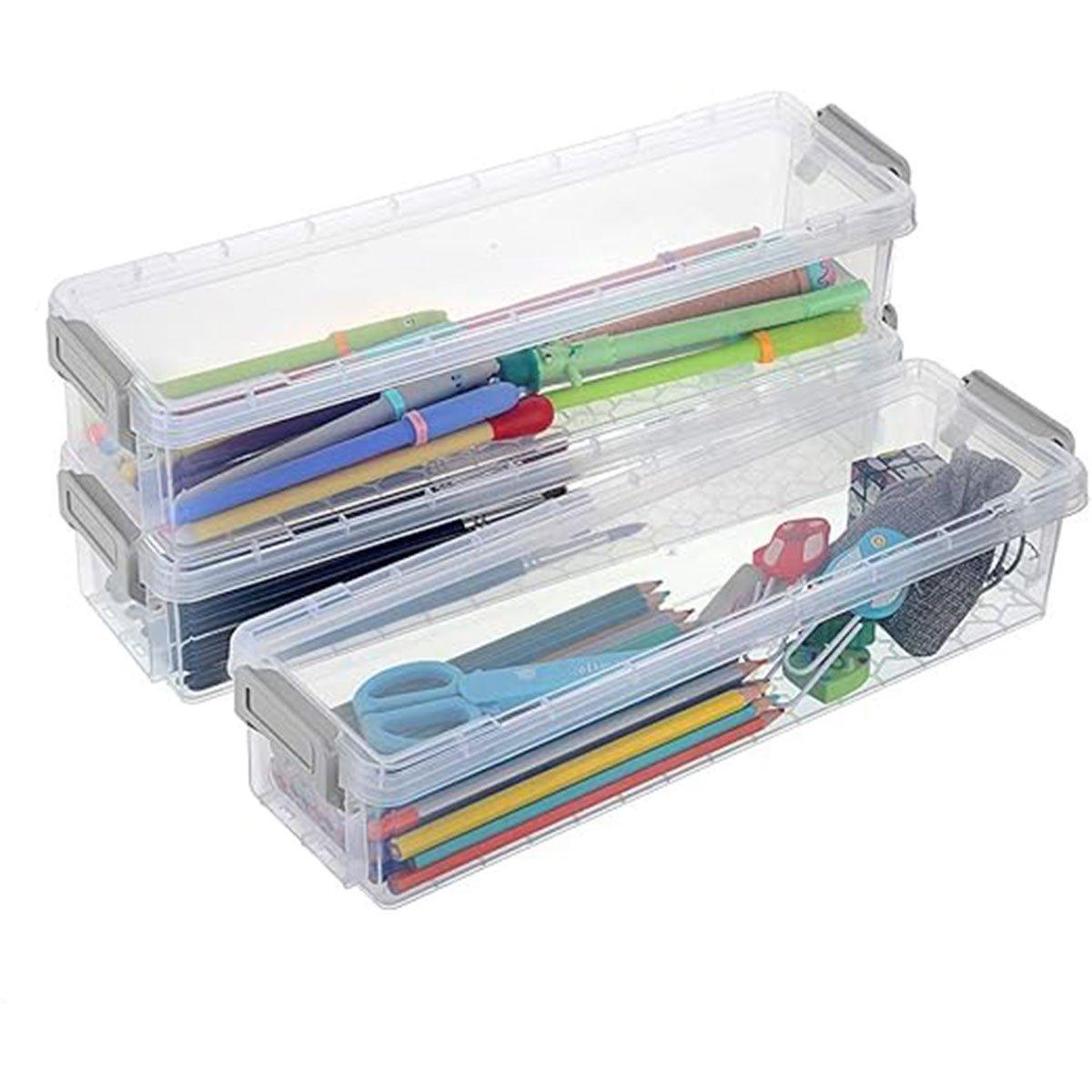 3 Pcs Clear Desktop Storage Boxes Six Colours | StorageOZ