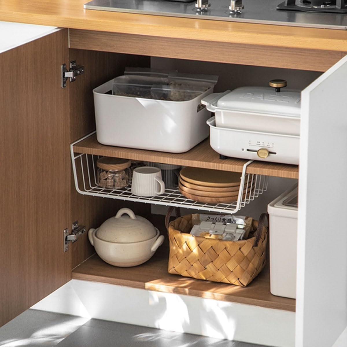 3 Pcs White Hanging Under Shelf Basket Set | StorageOZ
