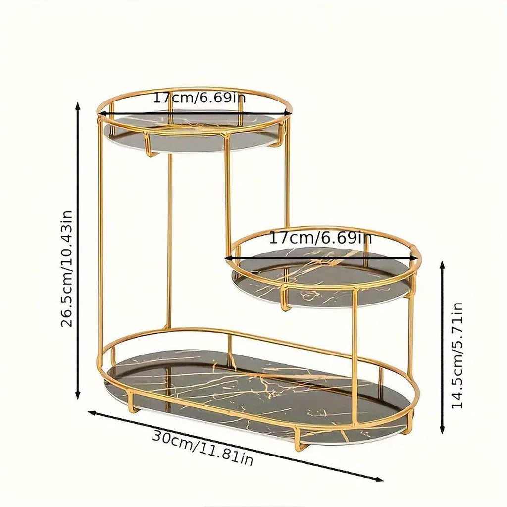 Two Tier Metal Marble Tray Storage Rack Set | StorageOZ