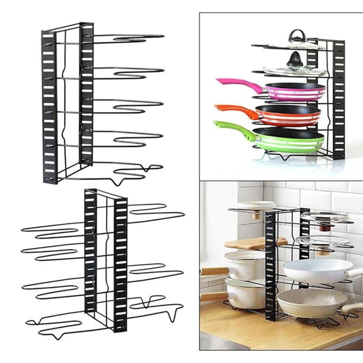 Vertical Iron Pot Lid Rack in Two Heights | StorageOZ