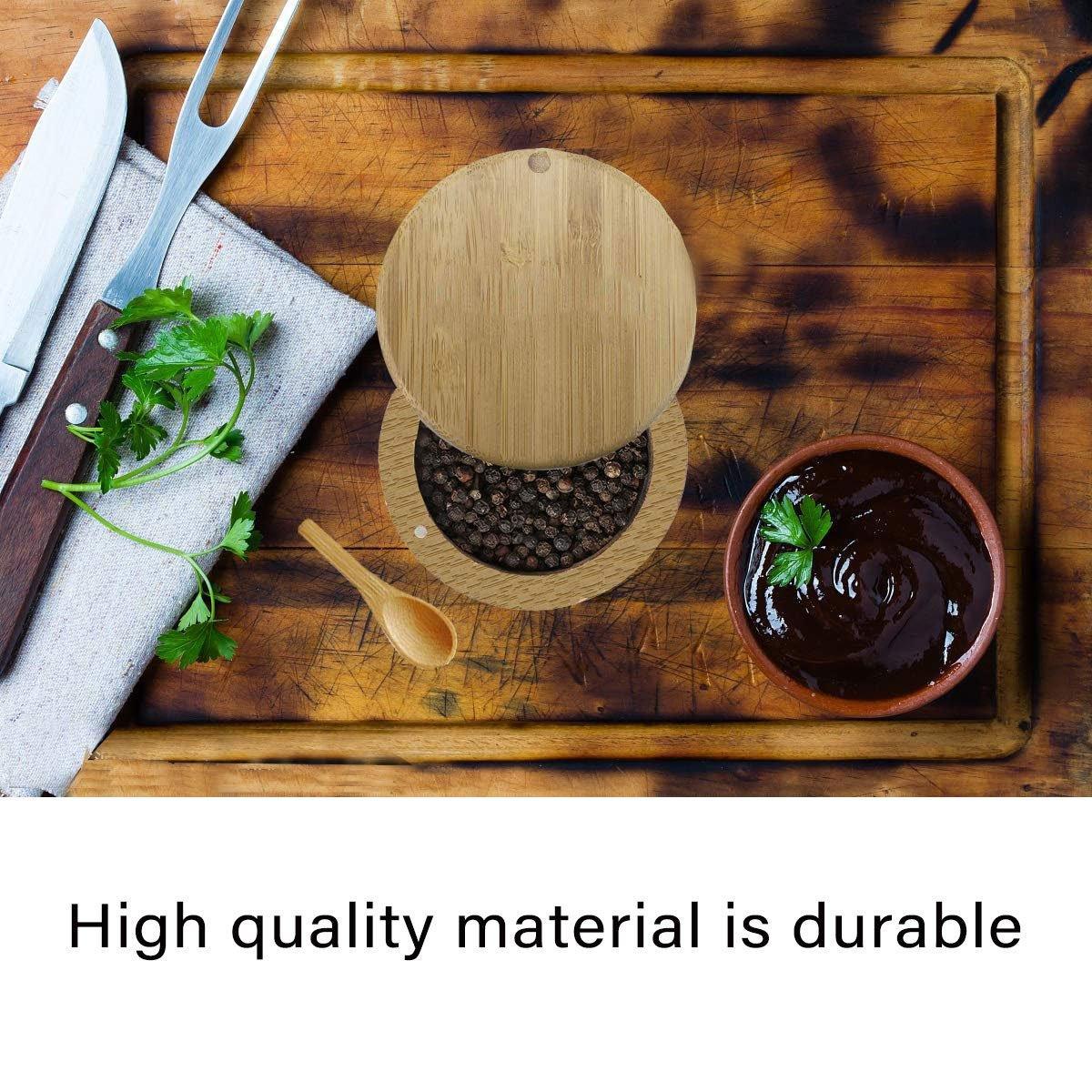 Bamboo Salt Box with Swivel Lid and Spoon | StorageOZ