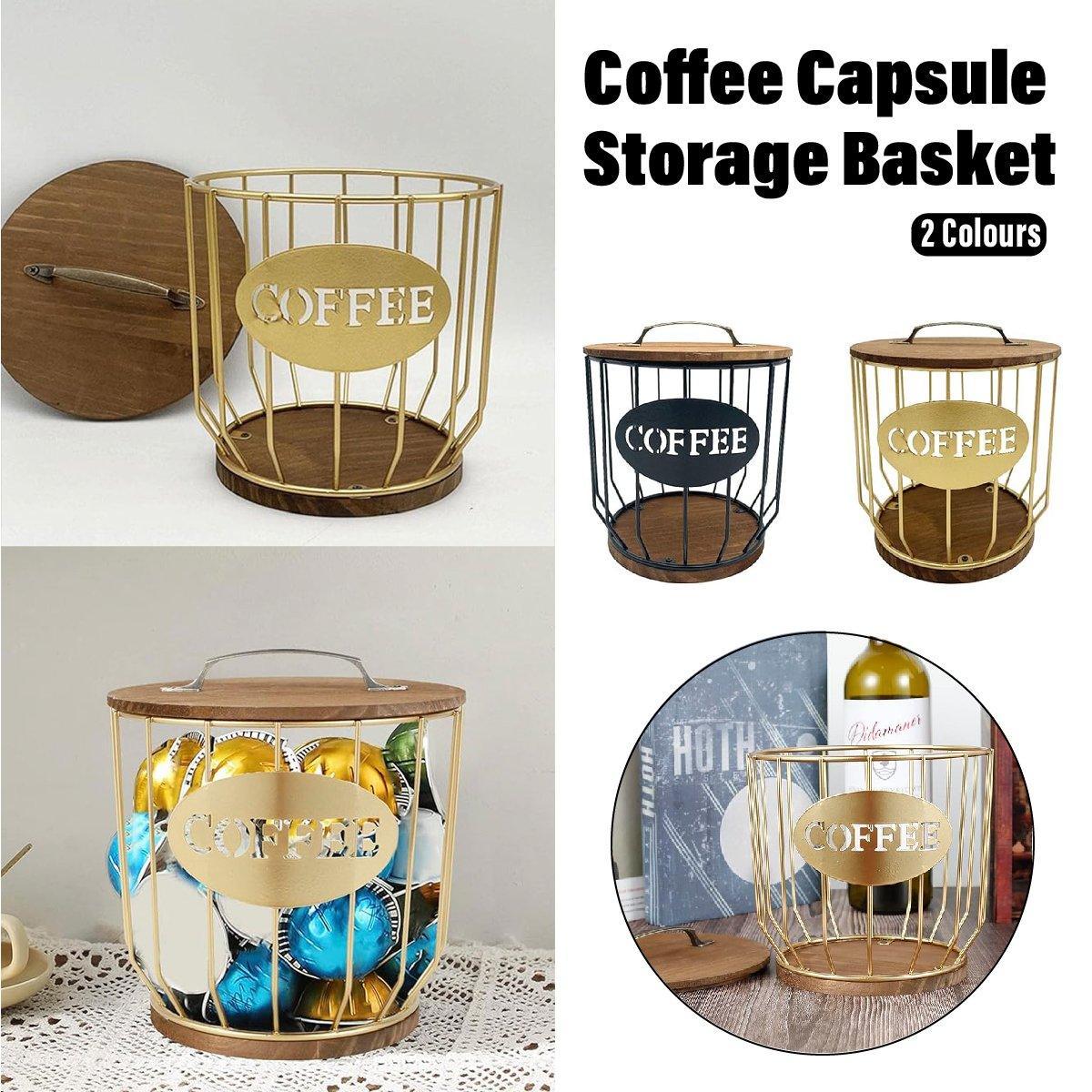 Iron Wood Coffee Capsule Basket Two Colours | StorageOZ