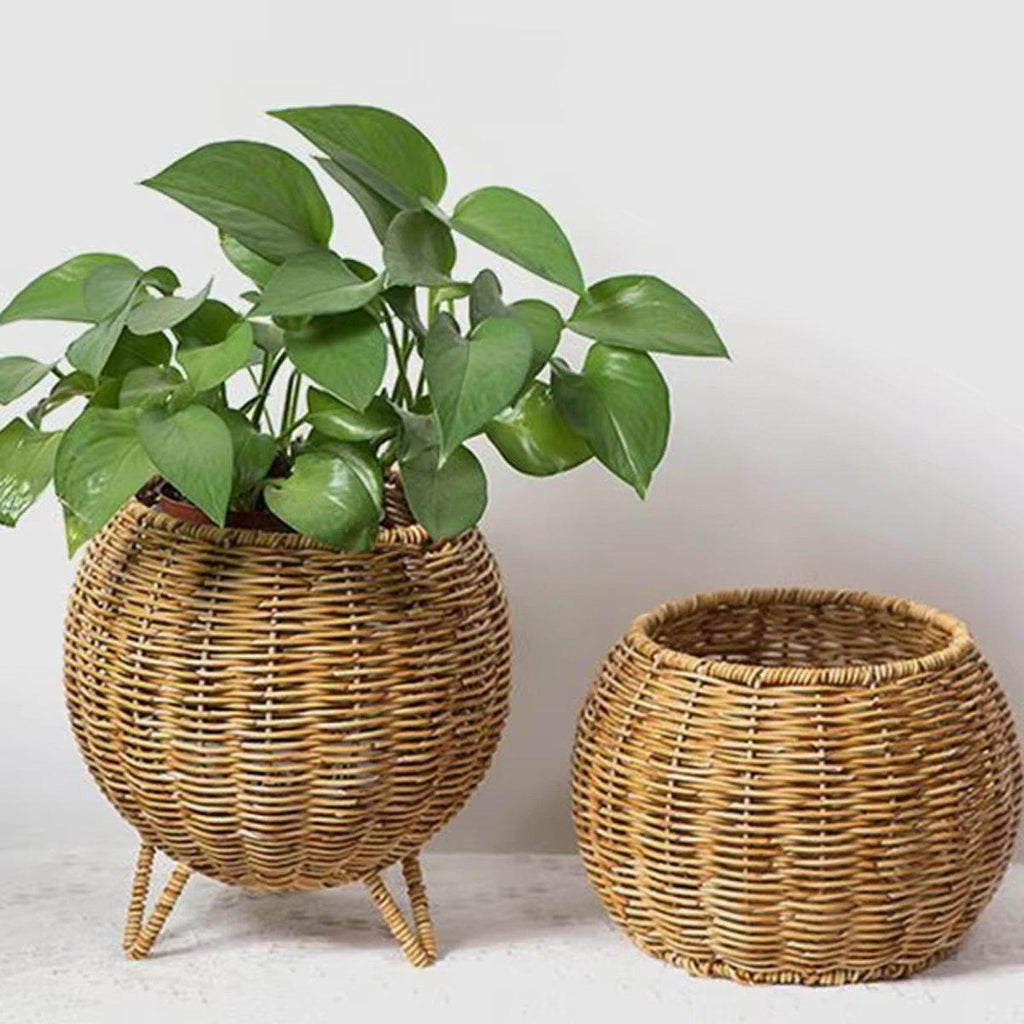 Lidded Rattan Style Basket With or Without Legs | StorageOZ