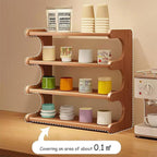 4 Tier Bamboo Cup Storage Rack for Counter | StorageOZ