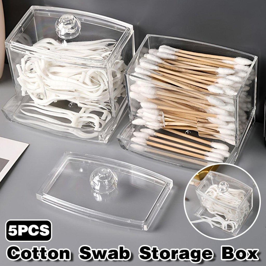 5 Pcs Clear Acrylic Cotton Swab Storage Case | StorageOZ