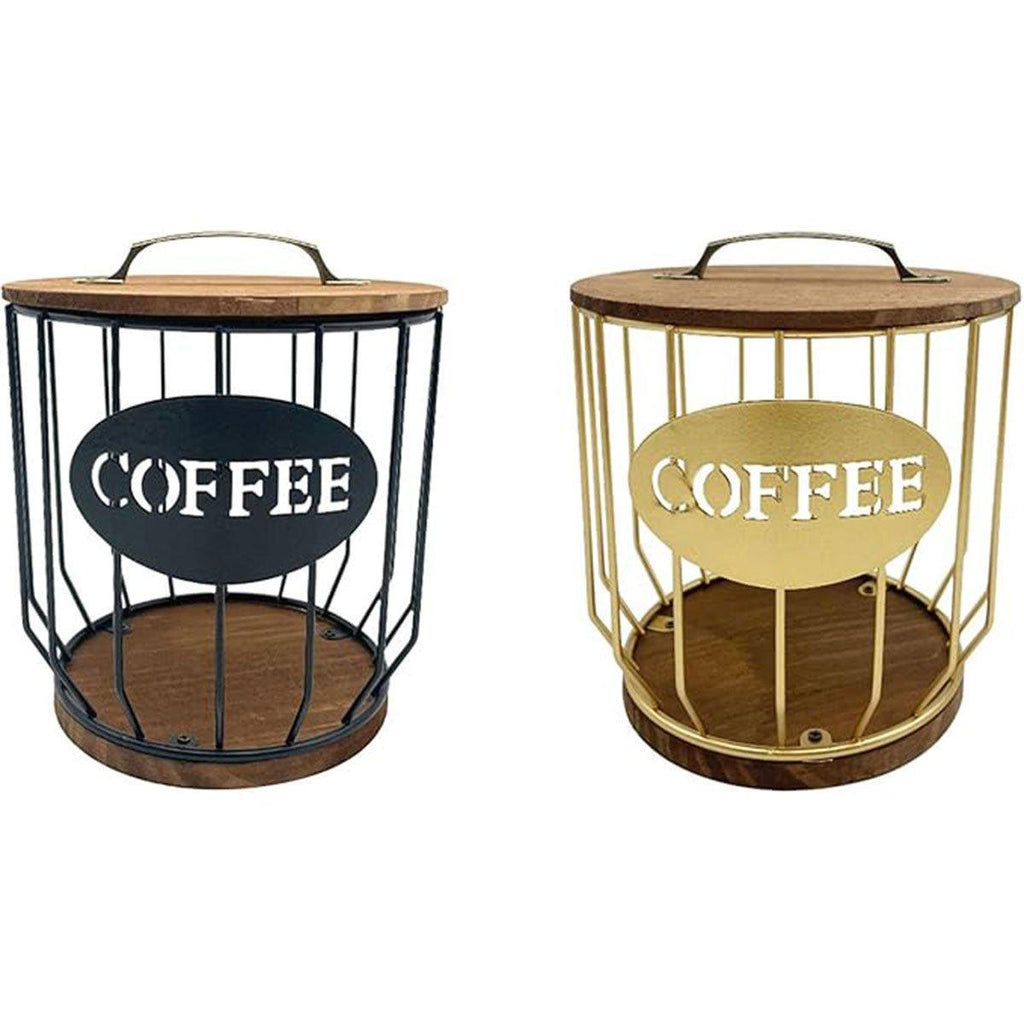 Iron Wood Coffee Capsule Basket Two Colours | StorageOZ