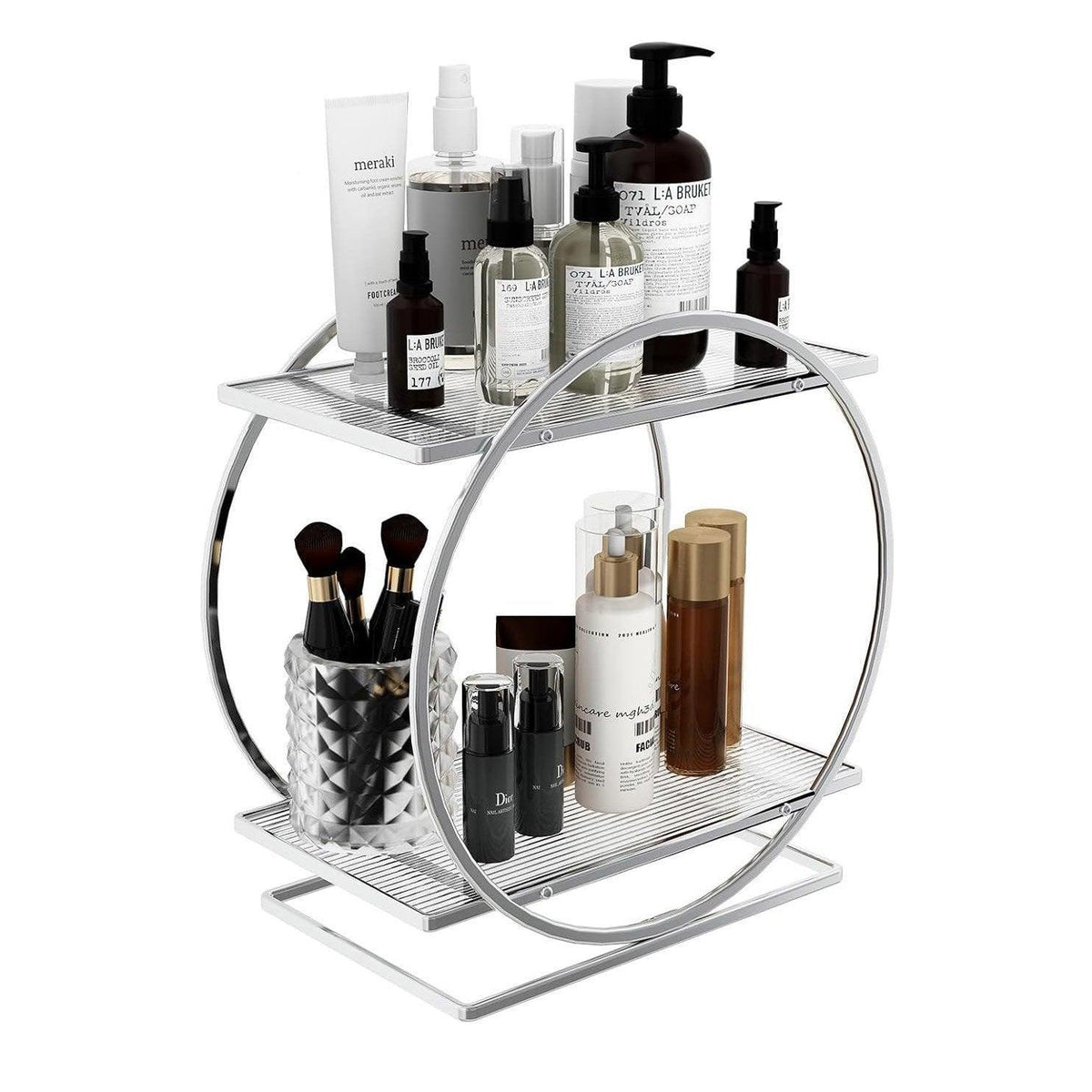 2 Tier Circular Cosmetics Rack Two Colours | StorageOZ