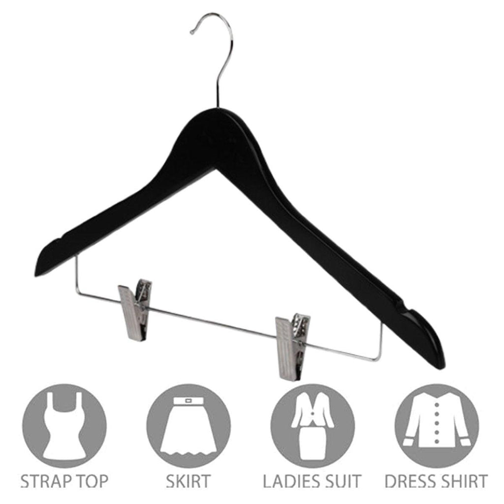 10 Pcs Wooden Clip Clothes Hangers Two Finishes | StorageOZ