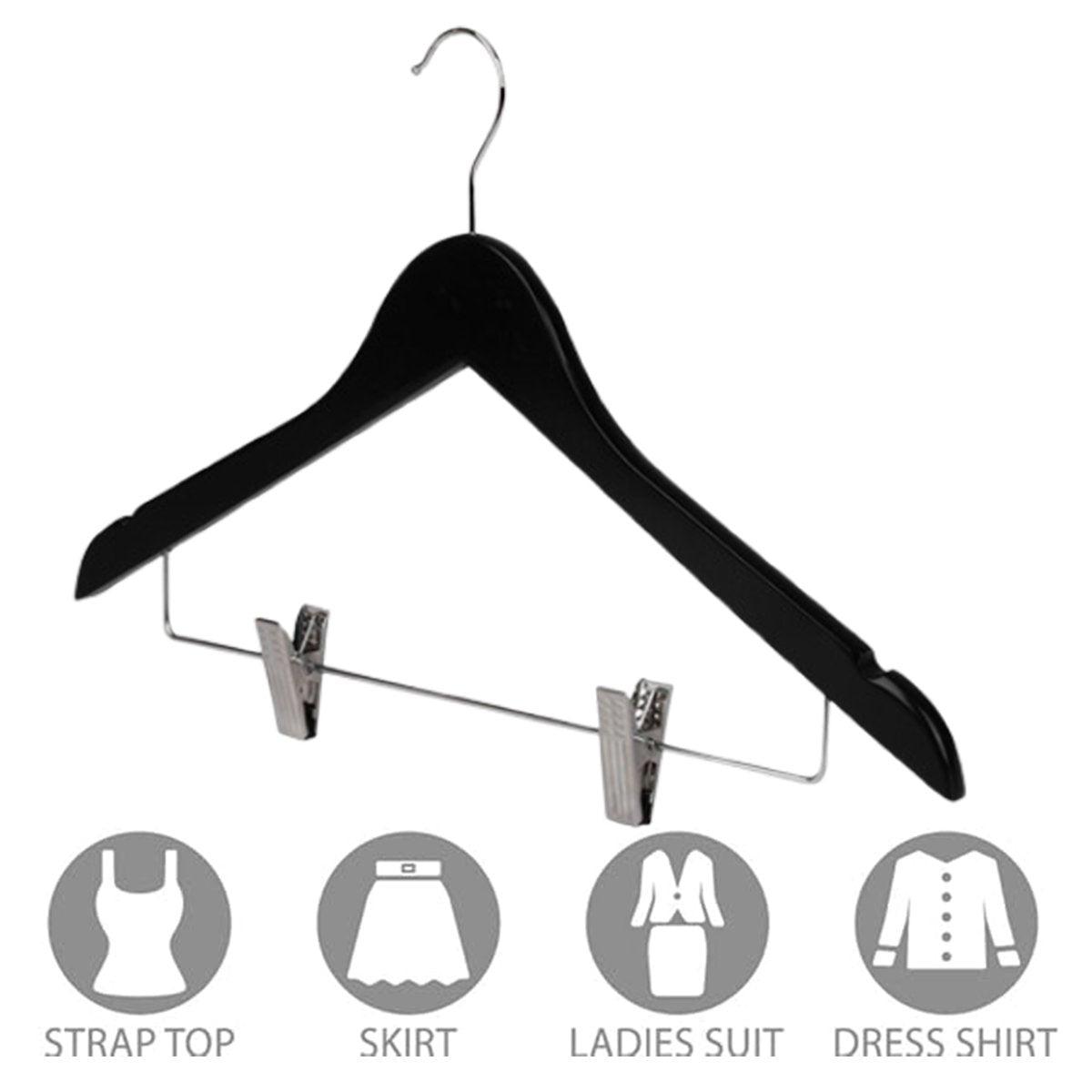 10 Pcs Wooden Clip Clothes Hangers Two Finishes | StorageOZ