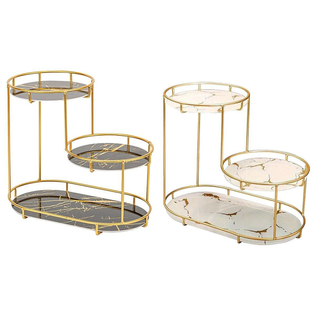 Two Tier Metal Marble Tray Storage Rack Set | StorageOZ