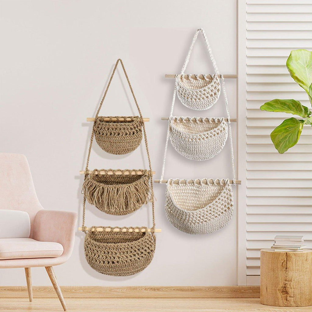 3 Layer Cotton Rope Wall Basket Two Colours | StorageOZ