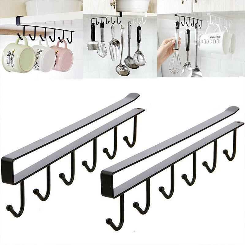 2 Pcs 6 Hook Iron Wall Rack in Two Colours | StorageOZ