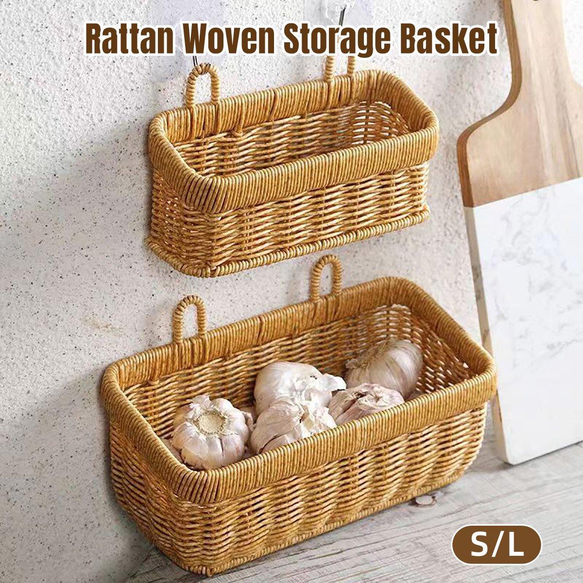 Wall Hanging Rattan Fruit Basket Two Sizes | StorageOZ