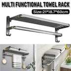 Punch Free Grey Aluminium Bathroom Towel Rack | StorageOZ