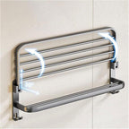 Punch Free Grey Aluminium Bathroom Towel Rack | StorageOZ