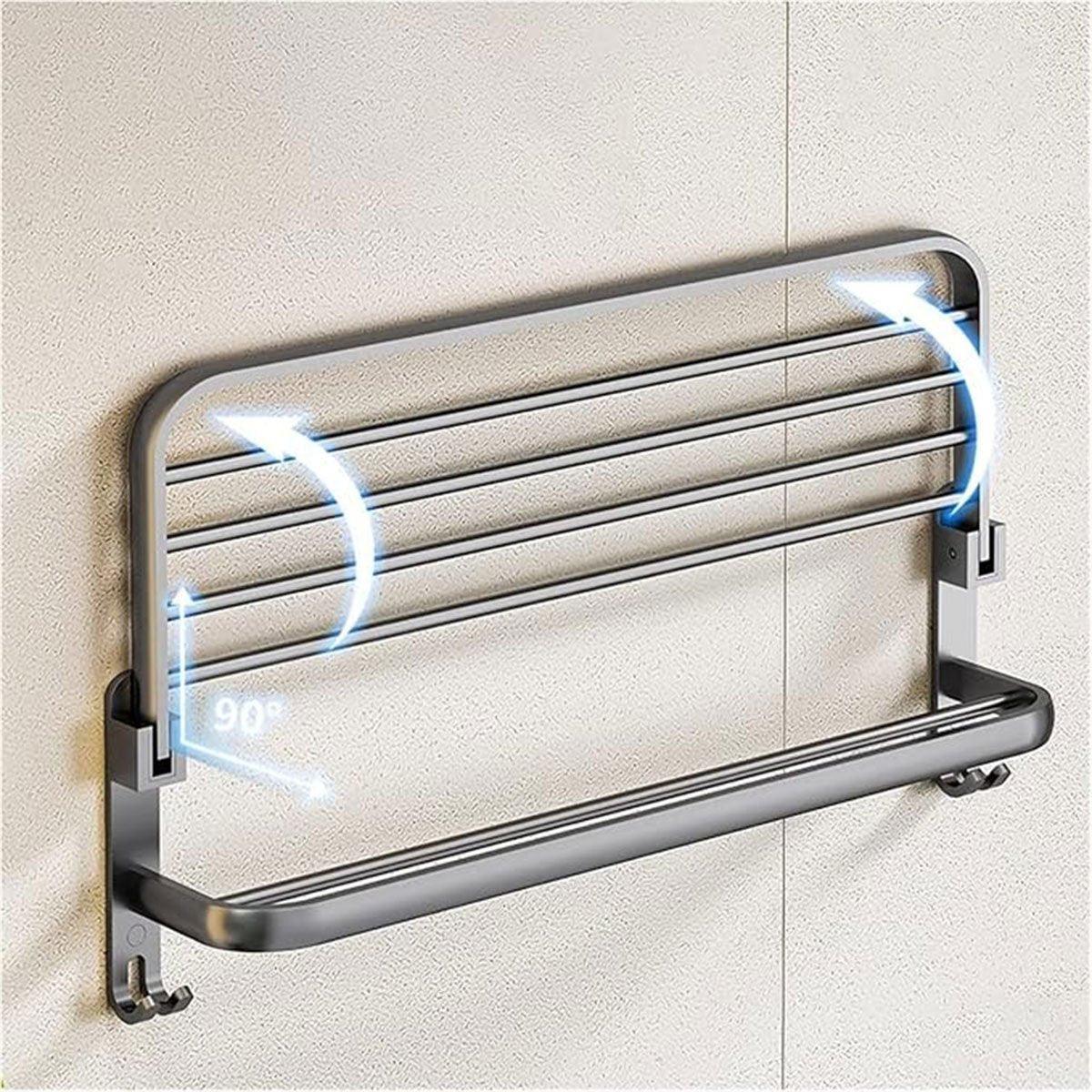 Punch Free Grey Aluminium Bathroom Towel Rack | StorageOZ