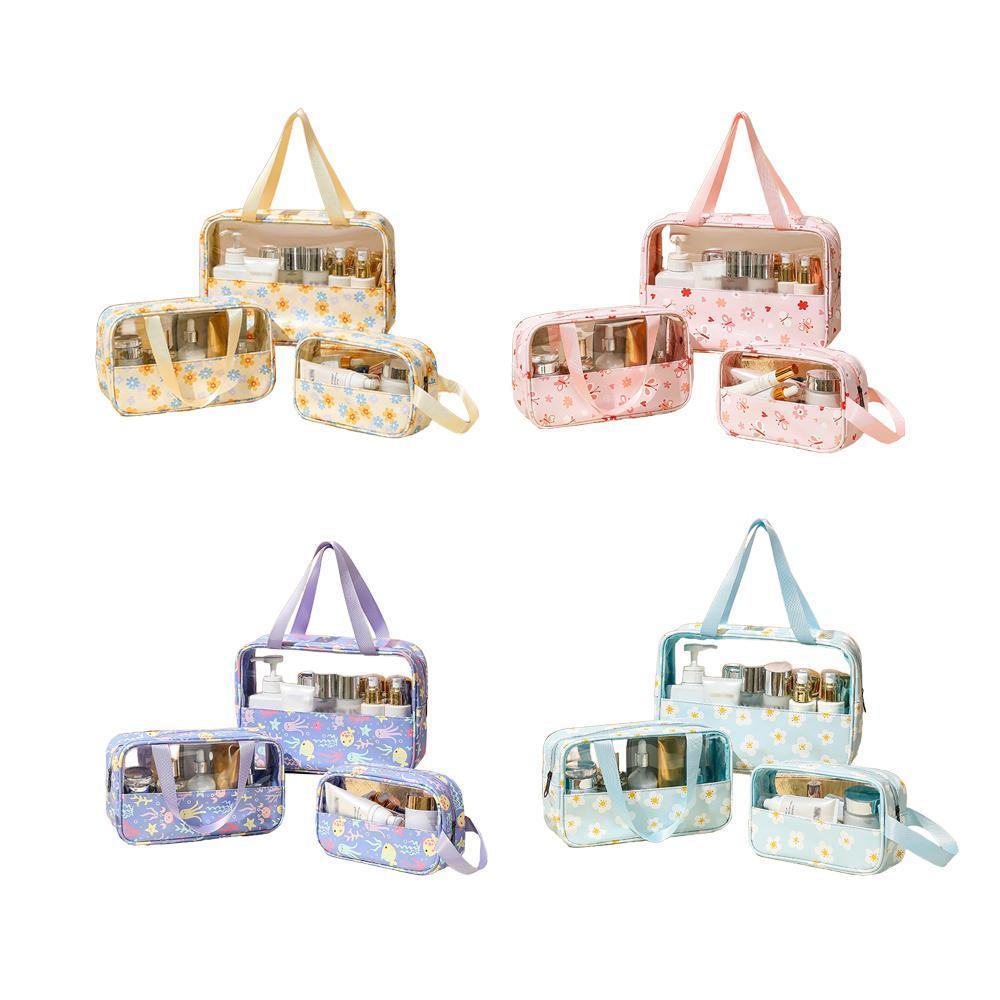 3 Pcs Printed PVC Makeup Bags Four Colours | StorageOZ