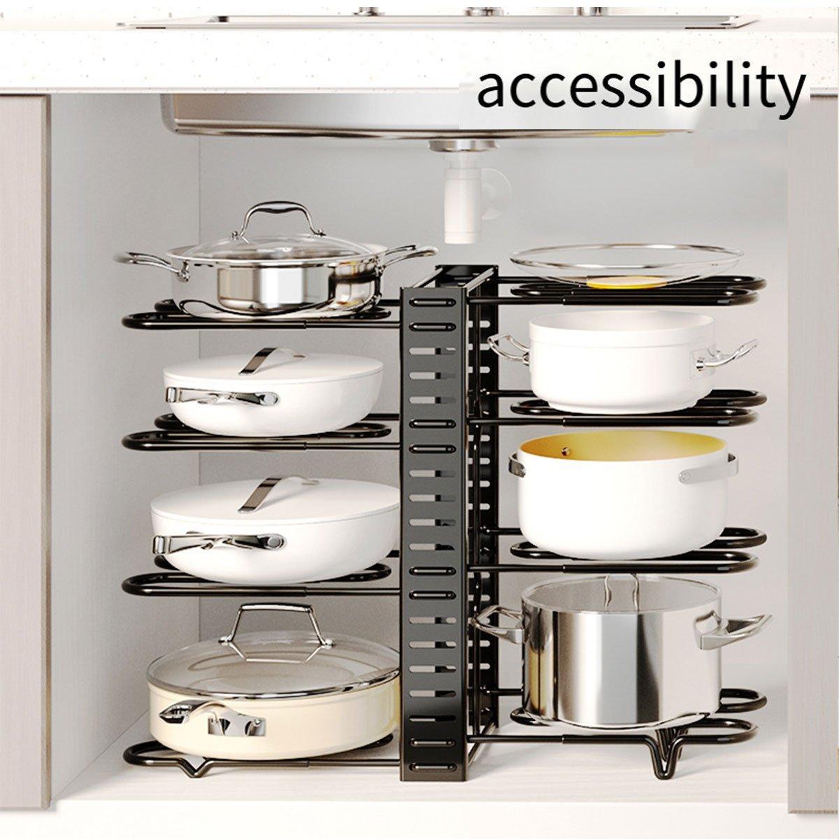 Vertical Iron Pot Lid Rack in Two Heights | StorageOZ