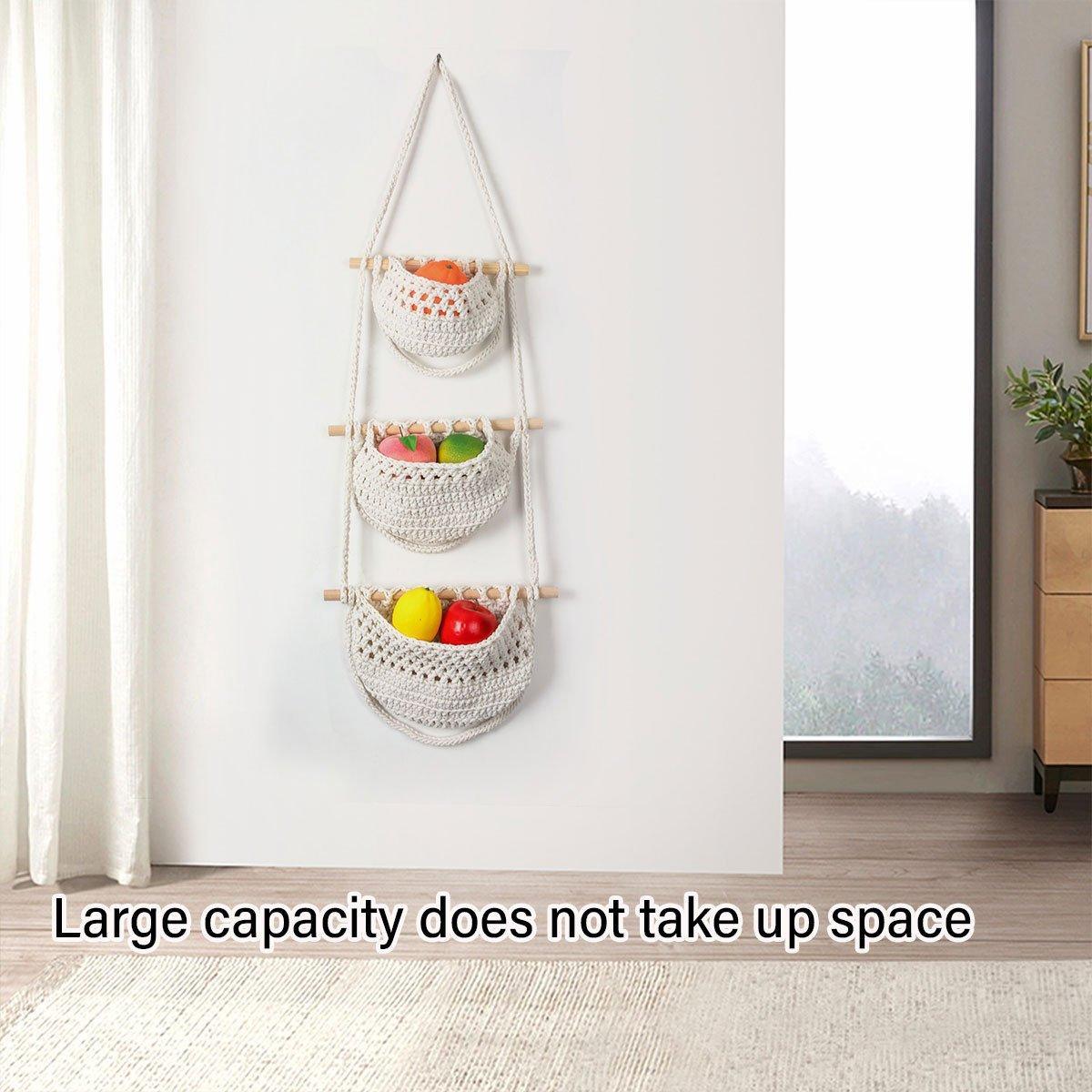 3 Layer Cotton Rope Wall Basket Two Colours | StorageOZ
