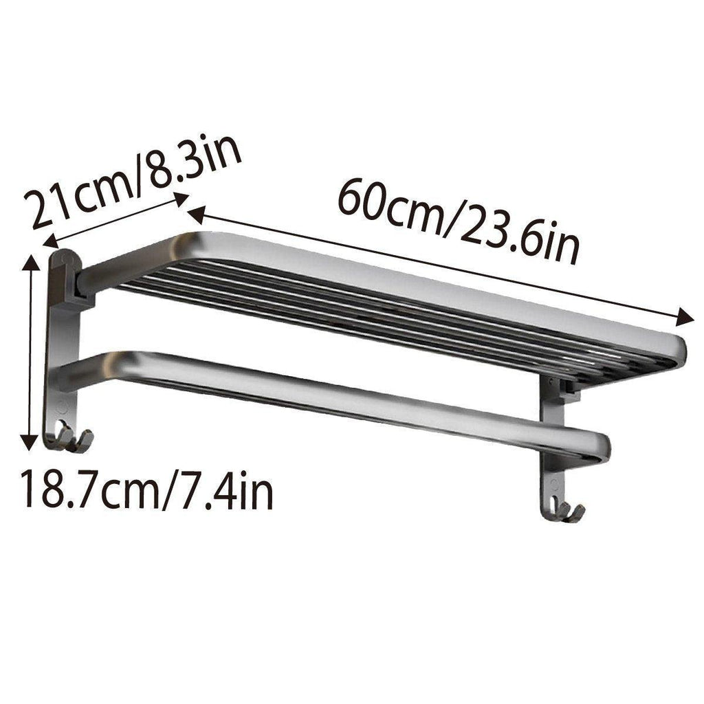 Punch Free Grey Aluminium Bathroom Towel Rack | StorageOZ