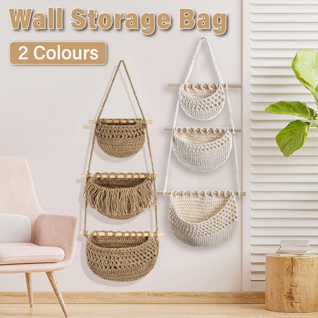3 Layer Cotton Rope Wall Basket Two Colours | StorageOZ