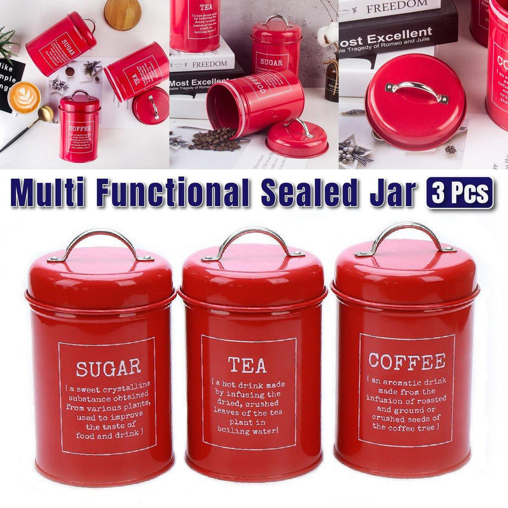3 Pcs Sealed Kitchen Canister Jar Set Organiser | StorageOZ