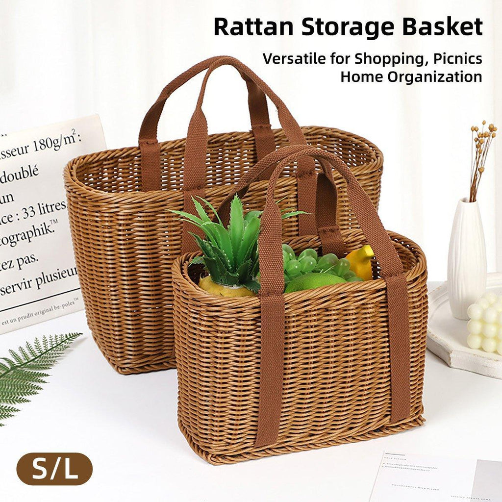 Rattan Style Woven Storage Basket Two Sizes | StorageOZ