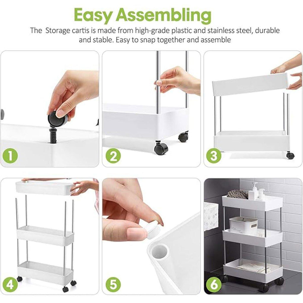 Rolling Storage Cart 3 or 4 Tiers Two Colours | StorageOZ