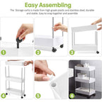 Rolling Storage Cart 3 or 4 Tiers Two Colours | StorageOZ