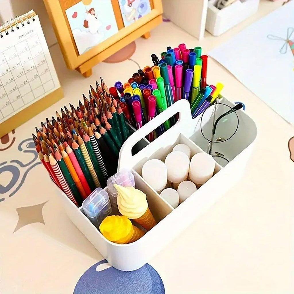 5 Compartment Desktop Box with Handle Two Colours | StorageOZ