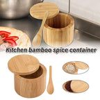 Bamboo Salt Box with Swivel Lid and Spoon | StorageOZ