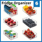 6 Pcs Clear Fridge Storage Boxes Set Set | StorageOZ
