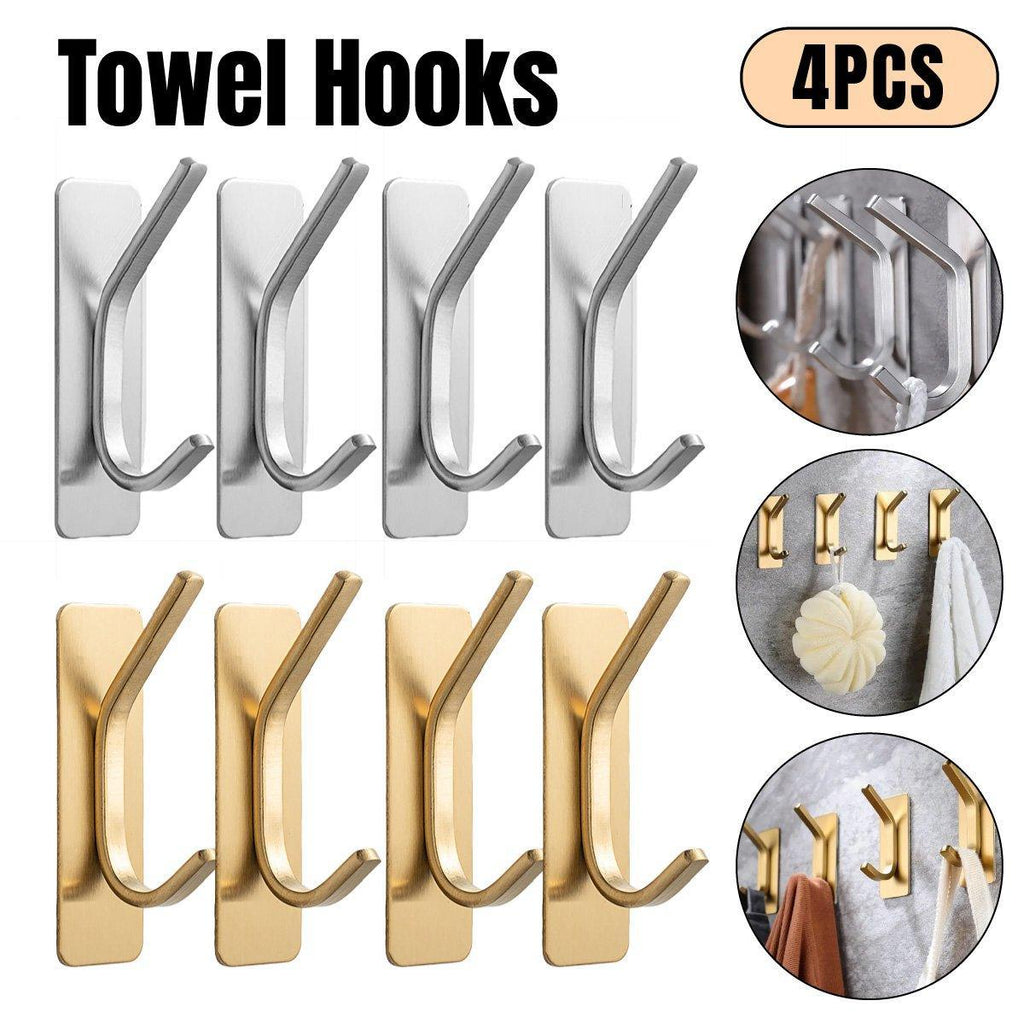 Stainless Steel Adhesive Hooks Gold or Silver | StorageOZ