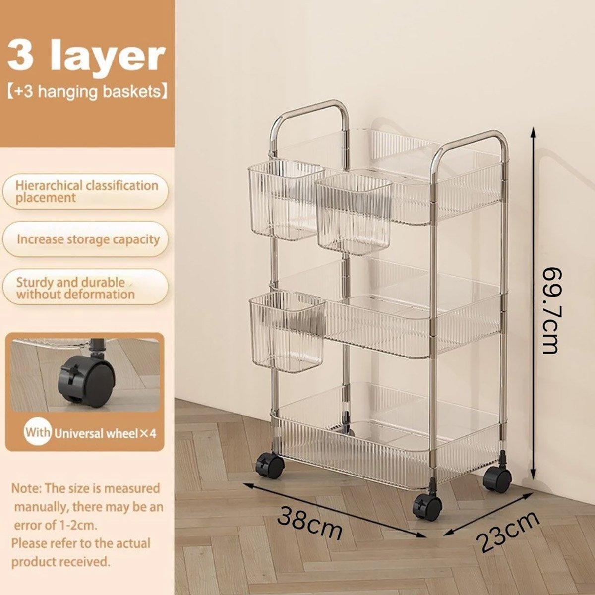 Mobile Acrylic Storage Rack 3 or 4 Tiers | StorageOZ